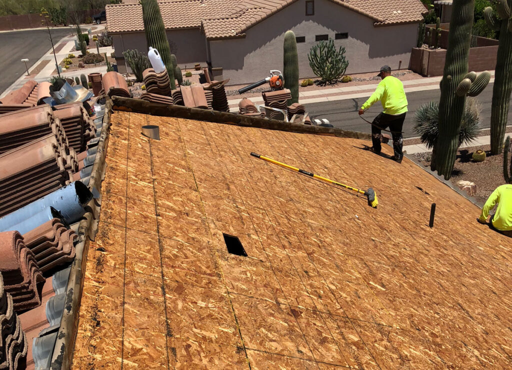 residential-roofers-in-Arizona-DC-Roofing roof being repaired in Tucson